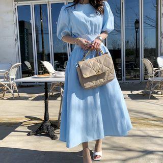 Puff-sleeve Gathered Maxi Dress