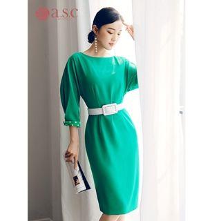 Long-sleeve Dotted Trim Dress