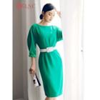 Long-sleeve Dotted Trim Dress