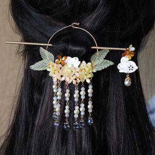 Rabbit Flower Hair Stick Green & White - One Size