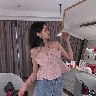 Floral Print Ribbon Camisole Top