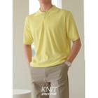 Plain Colored Knit Polo Shirt