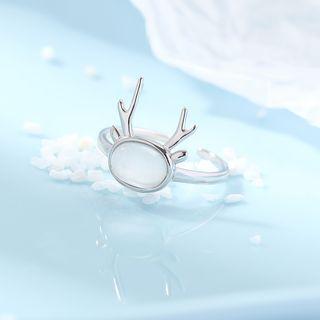 Deer Open Ring 1 Pc - Deer - Silver - One Size