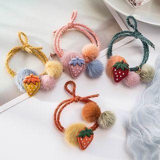 Strawberry Pom Pom Hair Tie