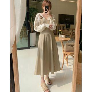 Sleeveless Buckled Long Flare Dress