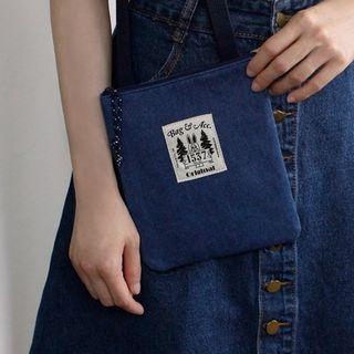 Applique Denim Crossbody Bag / Applique Coin Purse