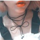 String Bow Layered Choker Necklace