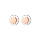 Sterling Silver Fashion Simple Apricot Four-leafed Clover Geometric Round Stud Earrings Silver - One Size