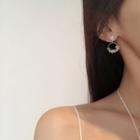 Star Rhinestone Faux Crystal Hoop Dangle Earring 1 Pair - S925 Silver Earrings - Silver & Transparent - One Size