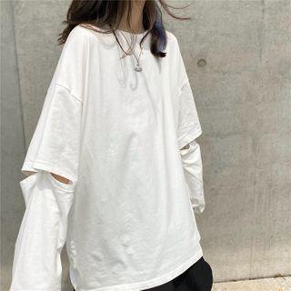 Detachable Sleeve Plain T-shirt