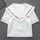 Short-sleeve Shirt / Plaid Mini A-line Skirt / Bow Tie / Neck Tie / Suspender