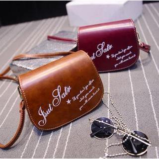 Faux-leather Lettering Printed Cross Bag
