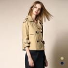 3/4-sleeve Double-breasted Trench Jacket