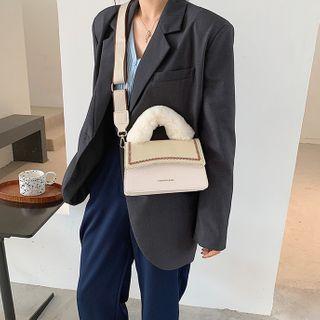 Fluffy Top Handle Flap Crossbody Bag