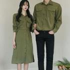 Couple Matching Pocketed Shirt / Pocketed Shirt Dress
