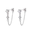 Chained Rhinestone Alloy Earring 1 Pair - Silver - One Size