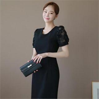 Laced-sleeve Sheath Dress