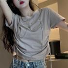Short-sleeve Chained Drawstring T-shirt