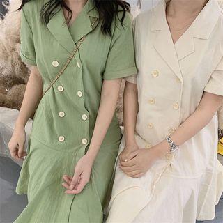 Short-sleeve Double Breast Mermaid Dress