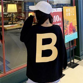 B Lettering Long-sleeve Loose-fit Top
