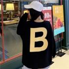 B Lettering Long-sleeve Loose-fit Top