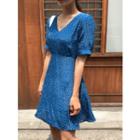 V-neck Dotted Mini Dress