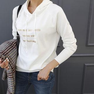 Raglan-sleeve Beaded Letter Hoodie