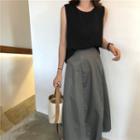 Plain Sleeveless Top / A-line Maxi Skirt
