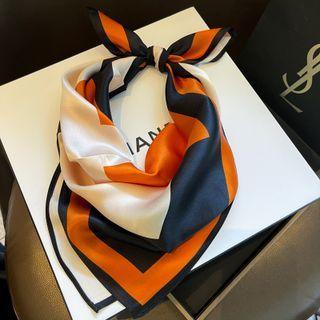 Colour Block Scarf Black & Orange & Almond - One Size