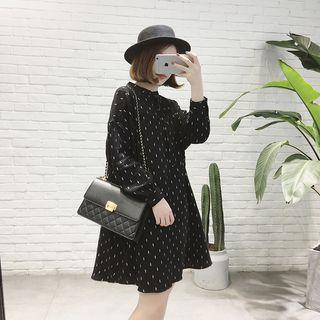 Dotted Stand-collar Shirtdress