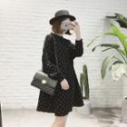 Dotted Stand-collar Shirtdress