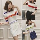 Striped Knit Short-sleeve T-shirt
