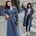 Contrast Trim Trench Coat With Sash