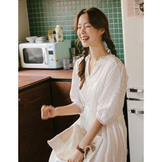 Slit-neck Long Lace Dress