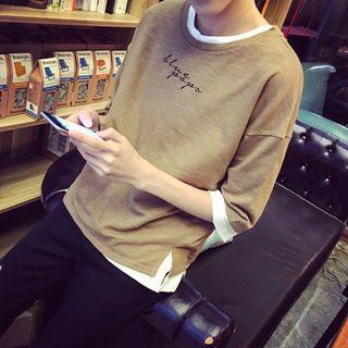 Elbow-sleeve Letter T-shirt
