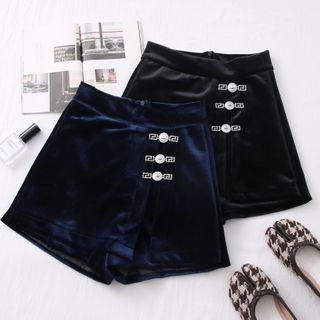Details High-waist Velvet Shorts