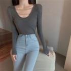 Long-sleeve Chain Plain Knit Top