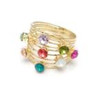 Color Rhinestone Ring Gold - One Size