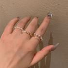 Set Of 3: Faux Pearl Ring Set Of 3 - One Size