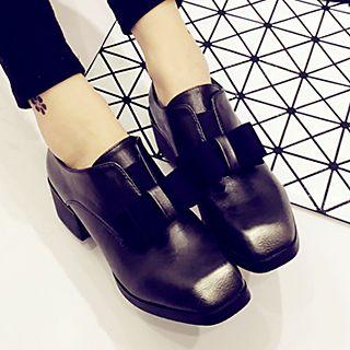 Bow Block Heel Loafers