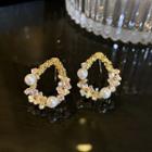 Alloy Faux Pearl Rhinestone Drop Earring 1 Pair - Silver Needle - Gold - One Size