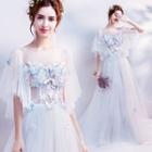 Butterfly Applique Trained Wedding Dress