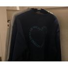 [dearest] Letter Embroidered Sweatshirt (navy Blue) One Size