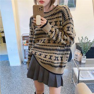 Pattern Sweater Khaki & Black - One Size