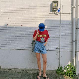 High Band-waist Denim Shorts