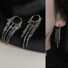 Star Alloy Fringed Earring 2235a - 1 Pair - Thick Needle - Silver - One Size