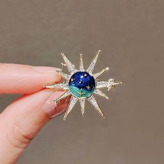 Rhinestone Planet Brooch Ly1113 - Brooch - Blue - One Size