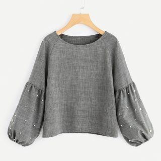 Faux Pearl Accent Long-sleeve T-shirt