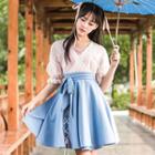Hanfu Set: Short-sleeve Dress + Camisole Top
