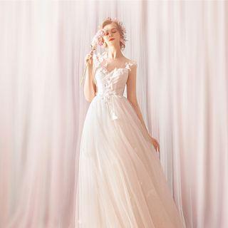 Butterfly Applique Sleeveless Wedding Dress